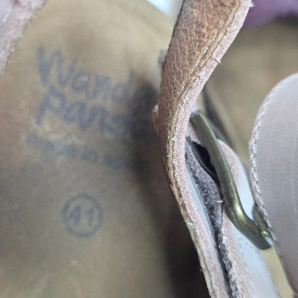 Wanda Panda Shoes Wedge Sandals Burgundy‎ Leather Cutout Cork Sole W's Size 41